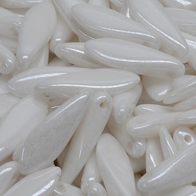 GBDAG-350 - Czech dagger beads - chalk white lustre