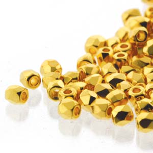 GBFP02-79 - Czech fire-polished beads - crystal 24K gold plate