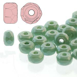 GBFPMS-353 - Czech fire-polished micro spacer beads - chalk green lustre