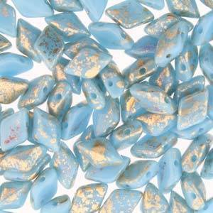 GBGDUO-752 - Gemduos - opaque turquoise blue gold splash