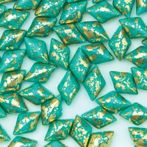 GBGDUO-753 - Gemduos - opaque turquoise green gold splash