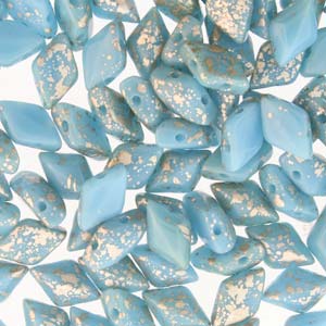 GBGDUO-762 - Gemduos - opaque turquoise blue silver splash