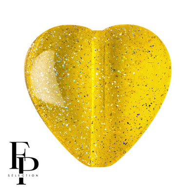 GBHRT-FPS-925 - Czech Glass Heart - Transparent Constellation Yellow