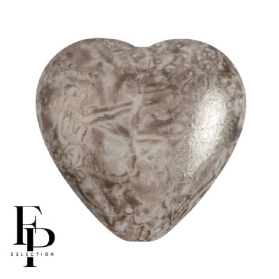 GBHRT-FPS-968 - Czech Glass Heart - Mishmash Taupe