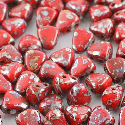 GBNB-424 - Czech Nib-bits - Coral Red Picasso
