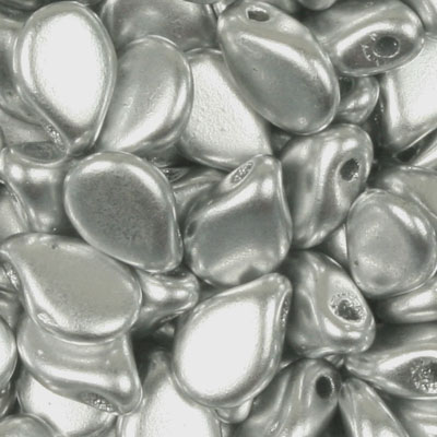 GBPIP-110 - Czech pips pressed beads - crystal silver matt metallic