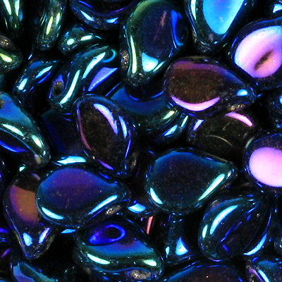 GBPIP-4 - Czech pips pressed beads - jet blue iris