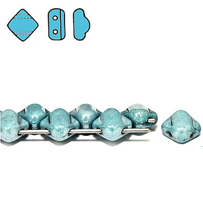 GBSLK-354 - Czech silky beads - chalk blue lustre
