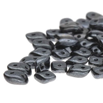 GBWAV-3 - Czech Wave Beads - jet hematite