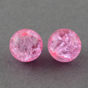 GBCR08-3 - glass crackle beads - pink