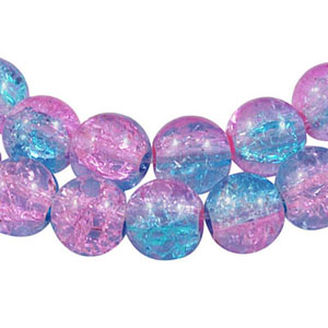 GBCR08-T2 - glass crackle beads - pink/aqua