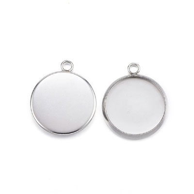 MCS1L14-STST-2 - 304 Stainless Steel Pendant Cabochon Settings - stainless steel colour