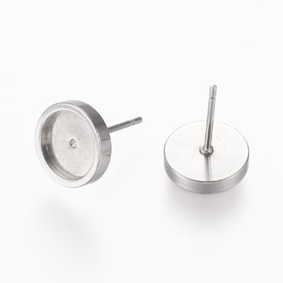 MCSE08-STST-2 - 304 Stainless Steel Stud Earring Settings - stainless steel colour