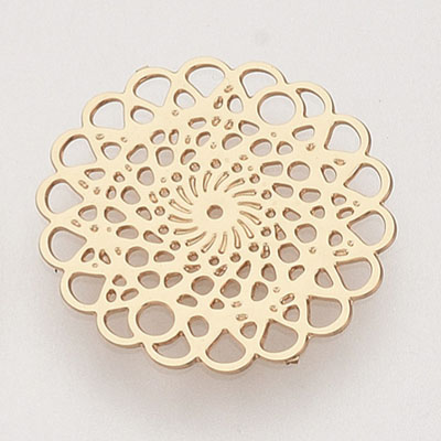 MEC98 - brass filigree flower connectors - gold