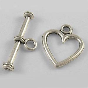 MEC34-2 - heart toggle clasp - silver