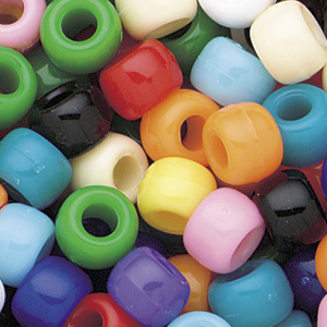 PB-BAR S-M1 - barrel pony beads - opaque mixed colours