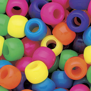 PB-BAR N-M4 - barrel pony beads - mixed neon colours