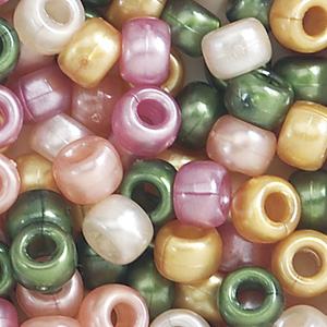 PB-BAR P-M12 - barrel pony beads - mixed warm pearl colours