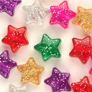 PB-ST SP - star pony beads - sparkle single colours