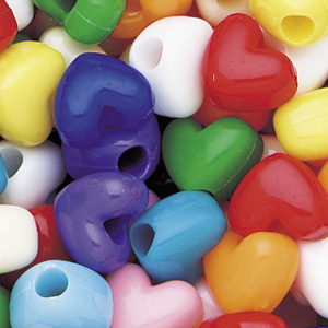 PB-HT S-M1 - heart pony beads - opaque mixed colours