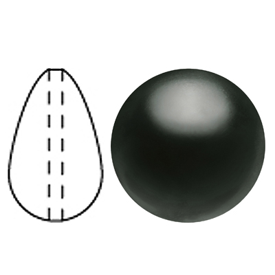 PCPRLP10 GEM - Preciosa Crystal Nacre Pearshape Pearls - Crystal Magic Black