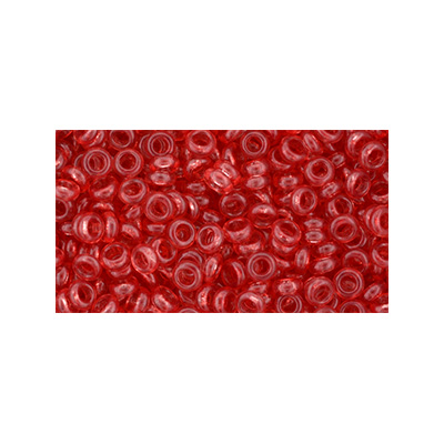 SB8JTD-YPS0042 - Toho size 8 demi-round seed beads - transparent aurora red