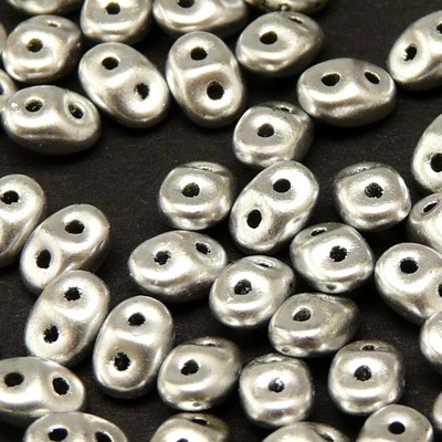 SBMDUO-110 - Czech miniduos - crystal silver matt metallic