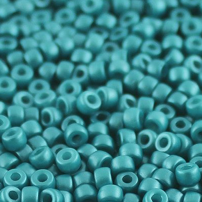 SBP6-345 - Matubo Czech size 6 seed beads - pastel emerald (dark cyan)