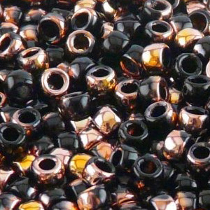 SBP8-394 - Matubo Czech size 8 seed beads - jet Capri gold