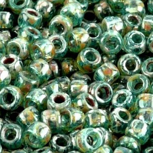 SBP8-440 - Matubo Czech size 8 seed beads - aquamarine picasso