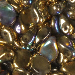 GBPIP-207 - Czech pips pressed beads - crystal golden iris