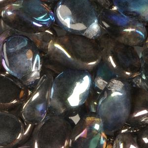 GBPIP-208 - Czech pips pressed beads - crystal graphite iris