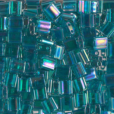 TL2458 - Miyuki Tila Beads - transparent teal AB