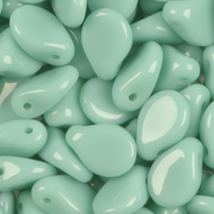 GBPIP-140 - Czech pips pressed beads - opaque green turquoise