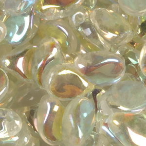 GBPIP-205 - Czech pips pressed beads - crystal green iris