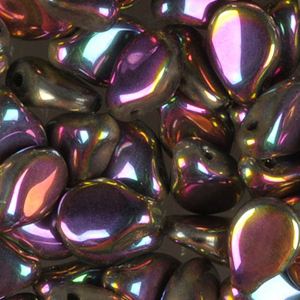 GBPIP-261 - Czech pips pressed beads - jet vitrail medium lustre