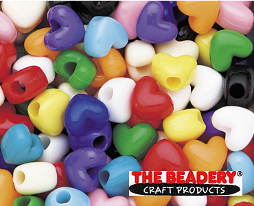 Opaque Multi Plastic Heart Pony Beads