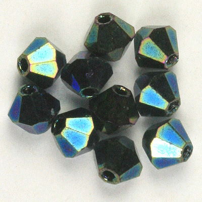 CCBIC03 145 Czech crystal bicones - Jet Green Iris