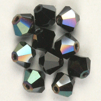 CCBIC03 150 Czech crystal bicones - Jet Celsian Half Coated