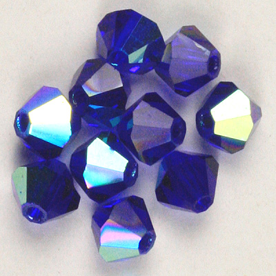 CCBIC03 153AB Czech crystal bicones - Cobalt AB