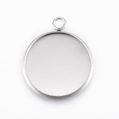 MCS1L18-STST-2 304 Stainless Steel Pendant Cabochon Settings - stainless steel colour