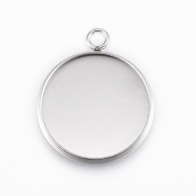 MCS1L18-STST-2 304 Stainless Steel Pendant Cabochon Settings - stainless steel colour