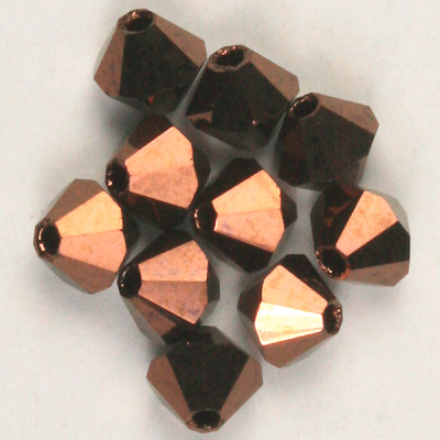 CCBIC06 152 2X Czech crystal bicones - Jet Bronze Fully Coated