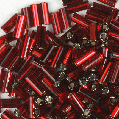 BB2 7, 71 - size 2 bugle beads - red & pink