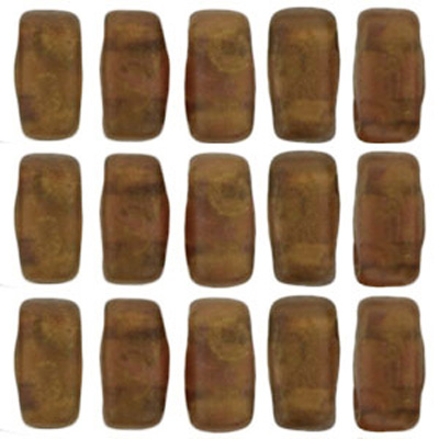 CMBK-194 CzechMates brick beads - pink opal copper picasso