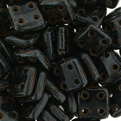 CMQT-280 CzechMates quadratile beads - Jet Picasso