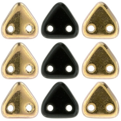 CMTR-394 CzechMates triangle beads - jet Capri gold