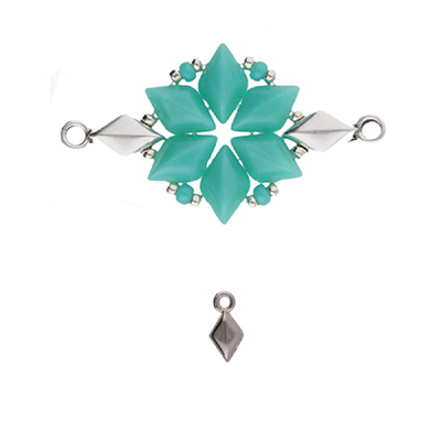 CYM-GD-012209-SP Sykia gemduo bead ending - antique silver plated