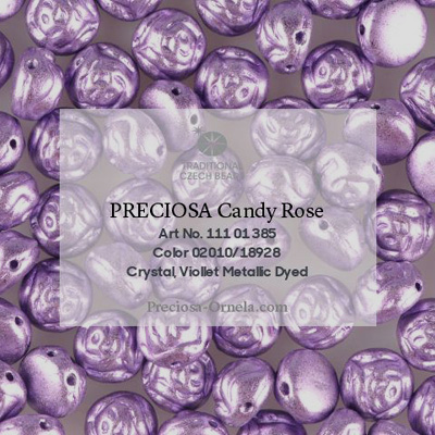 GBCDYR08-162 Czech Candy Rose Beads - violet metallic, dyed