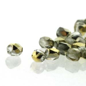 GBFP02-209 Czech fire-polished beads - crystal amber half-coated